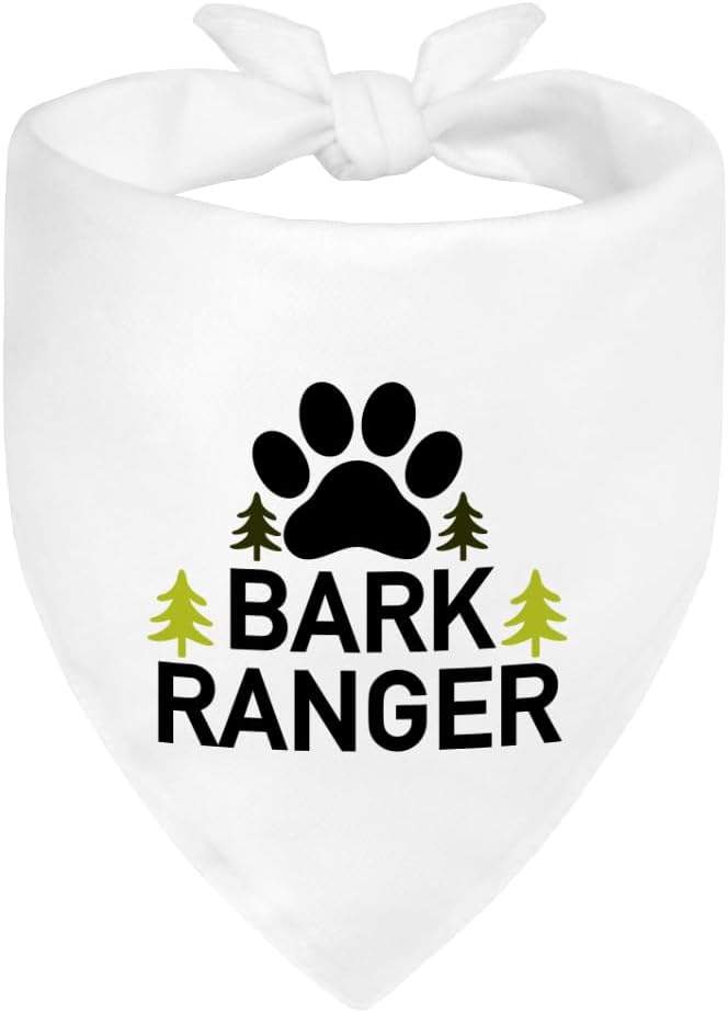 Bark Ranger White Dog Bandana, Funny Gifts by ZBBFSCSB