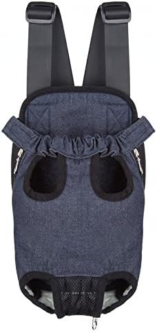 Pet Dog Puppy Cat Carrier Five Holes Backpack Double Shoulder Straps Denim by MOJUN