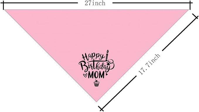 Dog Bandana, Happy Birthday Mom Dog Bandana, Dogs Scarf Classical Pink Printing - Image 2