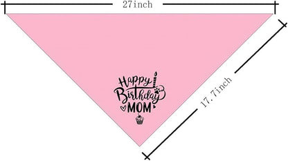 Dog Bandana, Happy Birthday Mom Dog Bandana, Dogs Scarf Classical Pink Printing - Image 2