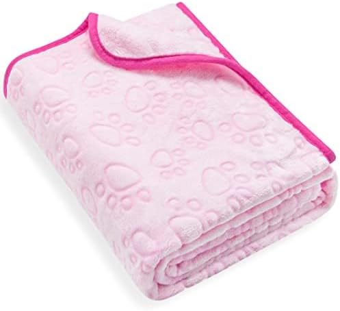 Pink Cat Blanket for Kitten Beds, Flannel Pink Stuff Cute Paw Print, 24 * 32 - Image 9