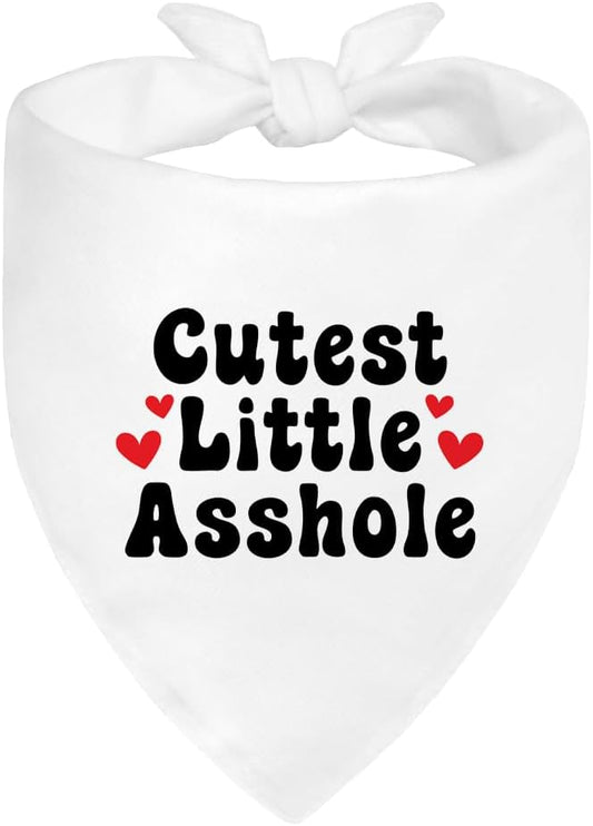 Cutest Little Asshole White Dog Bandana, Cute Soft Pet Scarf Decor, Funny Pet by ZBBFSCSB