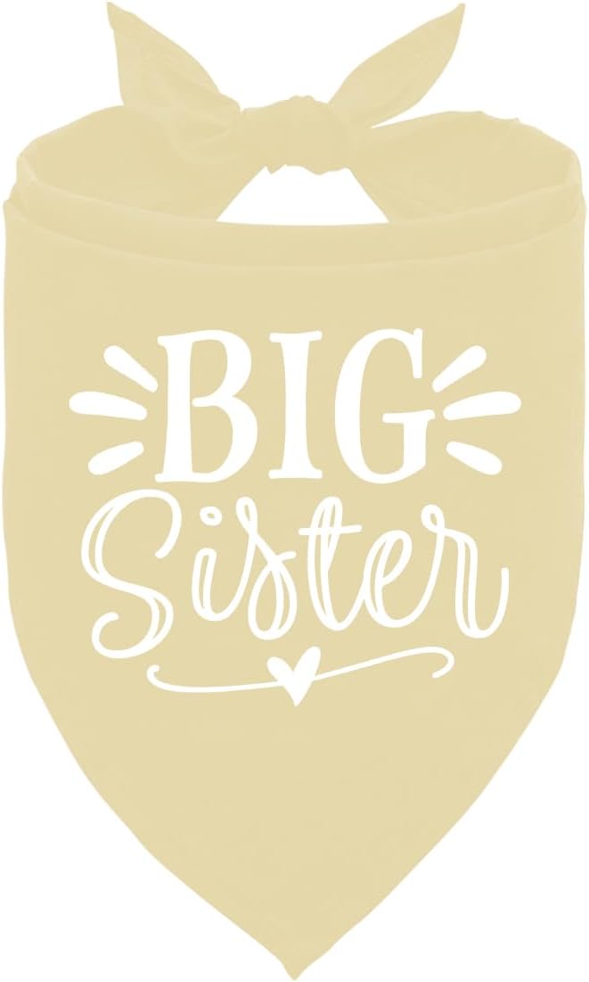 Big Sister Dog Bandanas, Light Yellow Dog Bandana, Pet Scarf Triangle by ZPPRJF