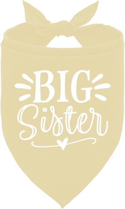 Big Sister Dog Bandanas, Light Yellow Dog Bandana, Pet Scarf Triangle by ZPPRJF