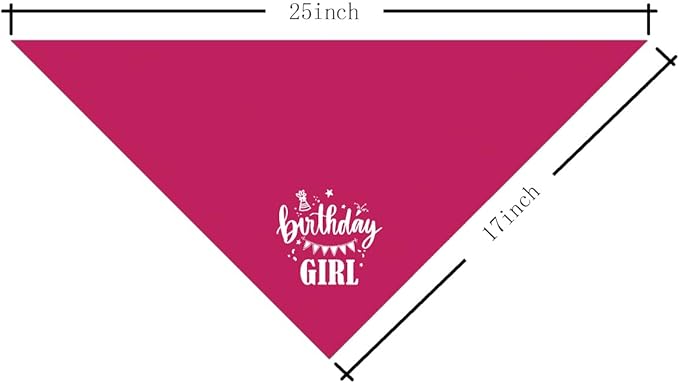 Birthday Girl Dog Bandana, Deep Pink Dog Bandana, Funny Cute Dog Bandana - Image 4