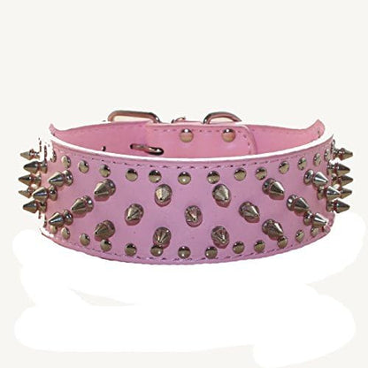 Serijoars Spiked Studded Dog Collar, PU Leather Dog Collar, Adjustable Pet by Serijoars