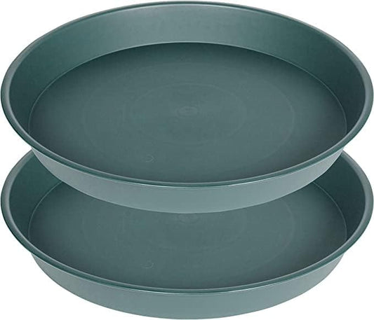 2 Pack of 8 inch Plant Saucer Clear, Heavy Duty Plastic Plant Water Tray 8 inch by Bleuhome