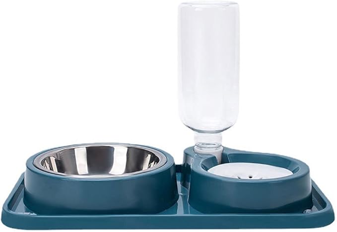 Double Dog Cat Bowl Set with Automatic Water Dispenser, Stainless Steel by JiangYanus