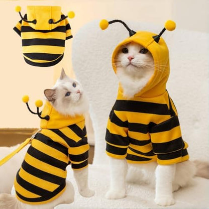Selena Cat Bee Antennae Costume Hoodies Cute Bee Stripes Dog Kitten Puppy Pet by Unknown