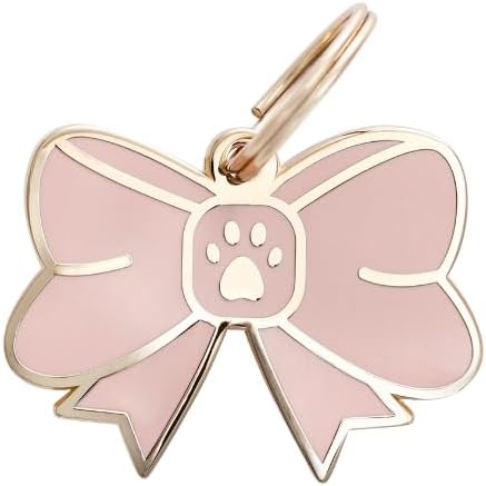 Two Tails Bow Pet ID Tag, Personalized Dog Name Tag by TwoTailsPetCompany