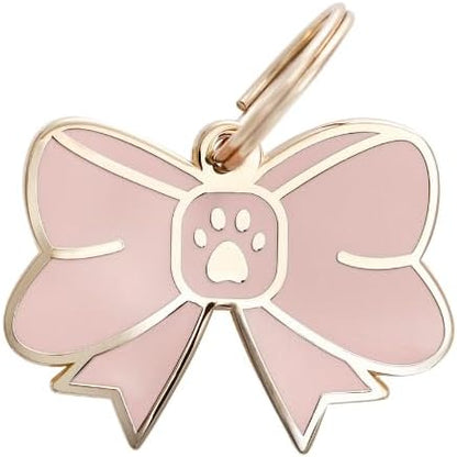Two Tails Bow Pet ID Tag, Personalized Dog Name Tag by TwoTailsPetCompany