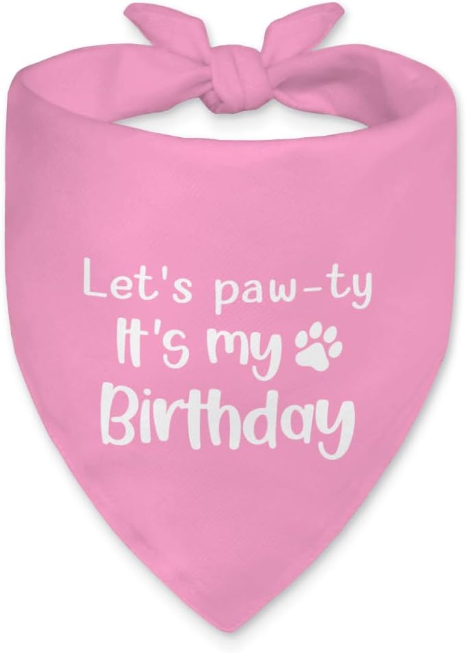 Let's Pawty It's My Birthday Dog Bandana, Happy Birthday Girl Dog Bandana by Unknown