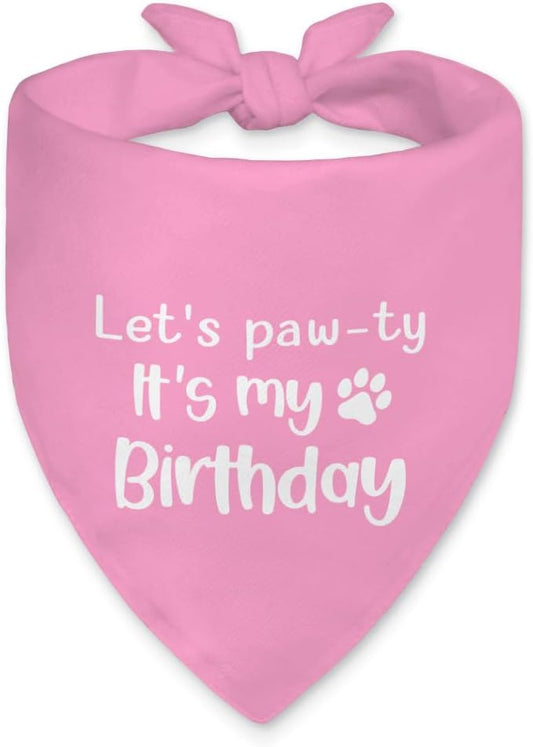 Let's Pawty It's My Birthday Dog Bandana, Happy Birthday Girl Dog Bandana by Unknown