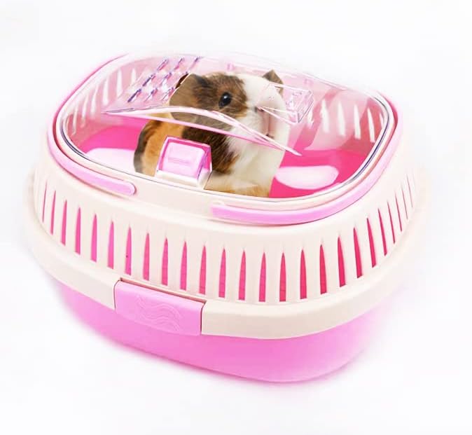 Pink Travel Small Animals Hamster Hedgehog Guinea Pig Cage Carrier by KAMEIOU