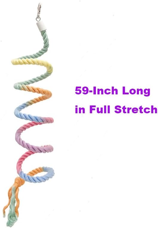 59-Inch Hanging Bird Rope Perch Stand Extra Long Gradient Color Swing - Image 3