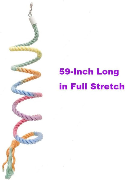 59-Inch Hanging Bird Rope Perch Stand Extra Long Gradient Color Swing - Image 3