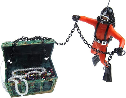 Live-Action Aquarium Ornament Creative Undersea Treasure Chest Diver Air - Image 8