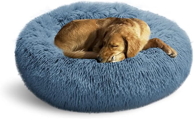 Whiskers & Friends Dog Bed, Round Fluffy Dog Beds by WhiskersFriends