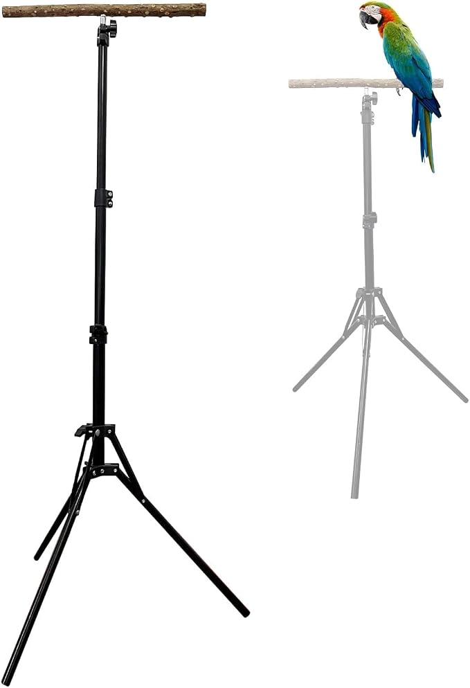 kathson 28-60inches Height Adjustable Bird Perch, Pepperwood Parrot Perch Stand by kathson