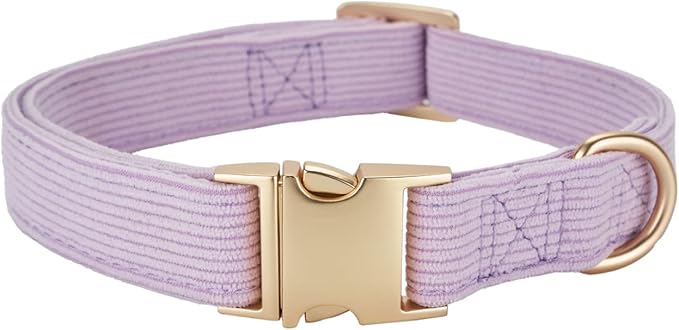 Soft Cotton Dog Collar with Metal Buckle Adjustable Heavy Duty Comfy Corduroy by YUDOTE