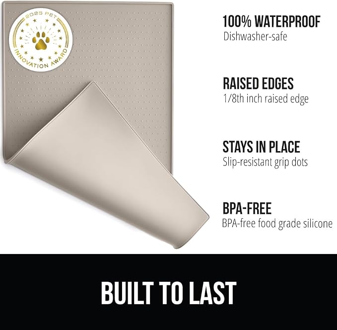GORILLA GRIP 100% Waterproof Raised Edge BPA Free Silicone Pet Feeding Mat - Image 2