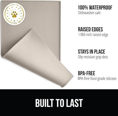 GORILLA GRIP 100% Waterproof Raised Edge BPA Free Silicone Pet Feeding Mat - Image 2