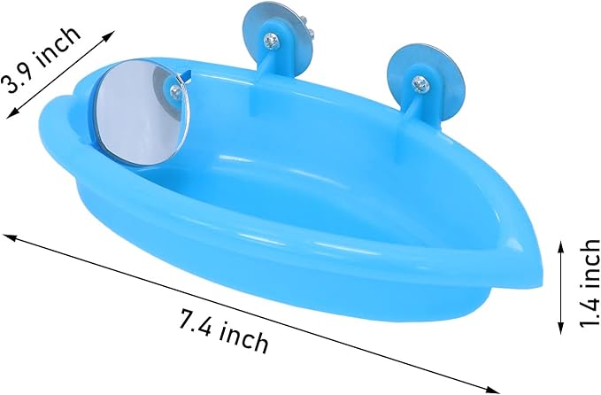 Wontee Bird Bath Box with Mirror Portable Parrot Hanging Bathroom Bathing Tub - Image 6