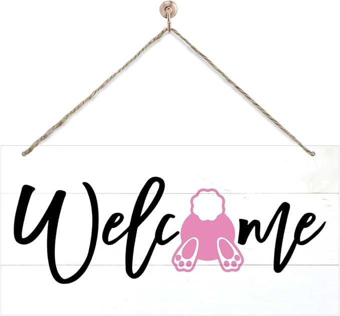 Welcome Sign for Front Door, Welcome Decor Wooden Hanging Sign for Wall Decor by corner+wind
