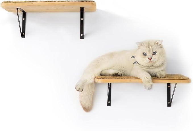 2Pack Wooden Cat Wall Shelves - Image 2