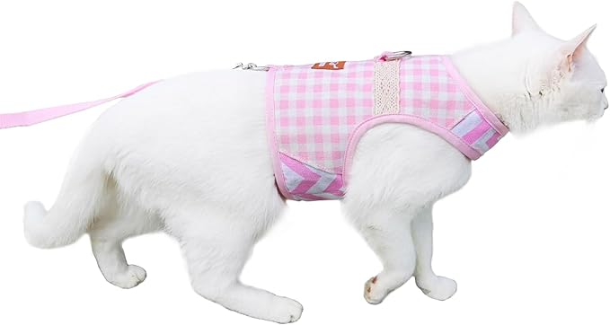 Cat Harness and Leash for Walking Escape Proof, Adjustable Cat Vest Harness by Yizhi+Miaow
