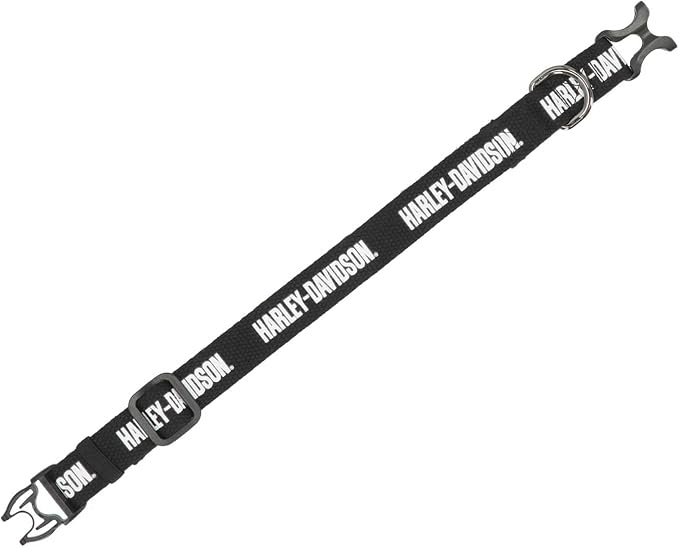 Harley-Davidson Cotton Webbing H-D Text Adjustable Pet Collar – Black/White - Image 2