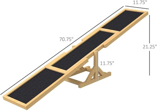 71" Dog Agility Seesaw Outdoor for Training and Exercise, Wooden Platform Dog - Image 2