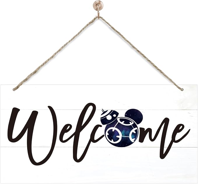 Welcome Sign for Front Door, Welcome Decor Wooden Hanging Sign for Wall Decor by corner+wind