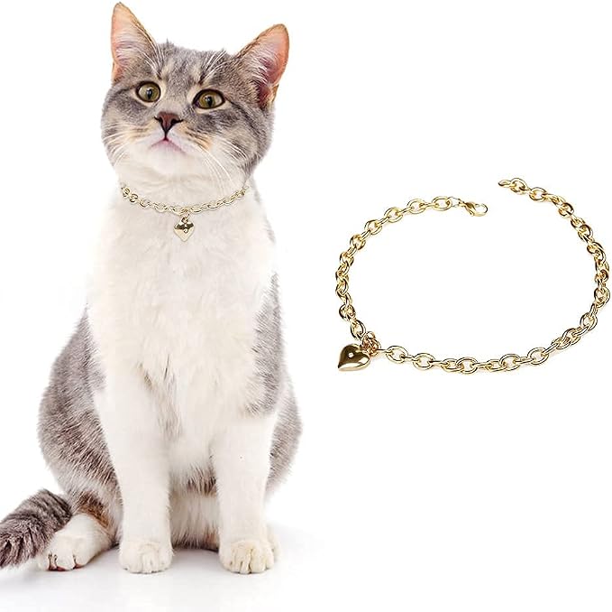 HOWWFALY Dog Collar and Cat Chain Necklace Stainless Steel Adjustable 18K Gold - Image 2