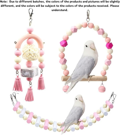 3PCS Bird Toys Bird Foraging Toys Chewing Hanging Birdcage Swing Cage - Image 8