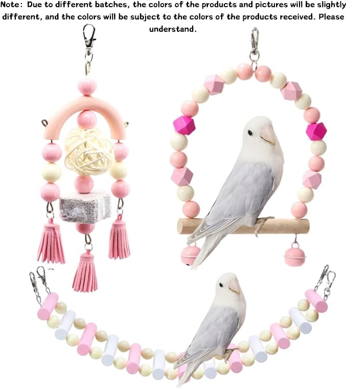 3PCS Bird Toys Bird Foraging Toys Chewing Hanging Birdcage Swing Cage - Image 8