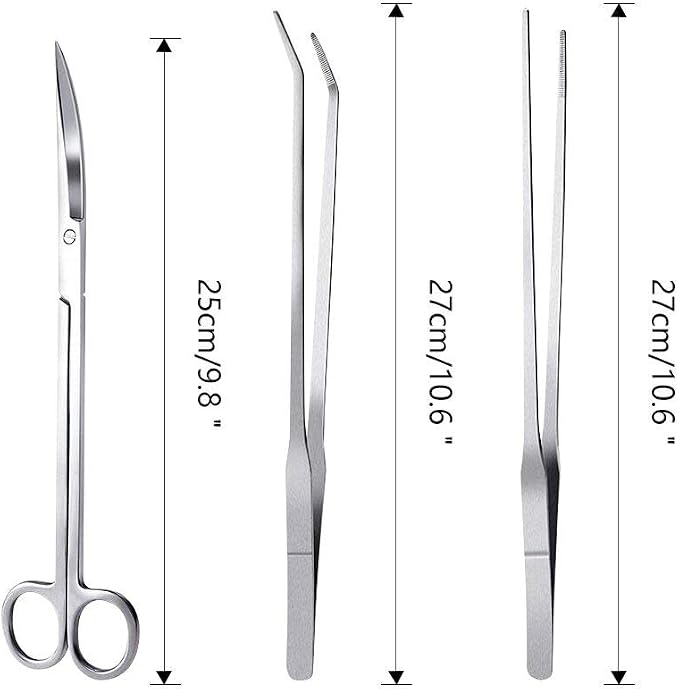 3 in 1 Aquarium Aquascape Tools Kit Long Stainless Steel Aquarium Tank Aquatic - Image 2