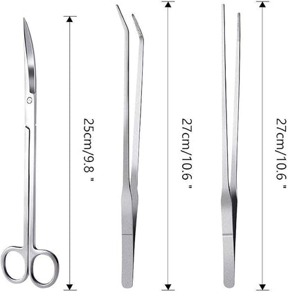 3 in 1 Aquarium Aquascape Tools Kit Long Stainless Steel Aquarium Tank Aquatic - Image 2