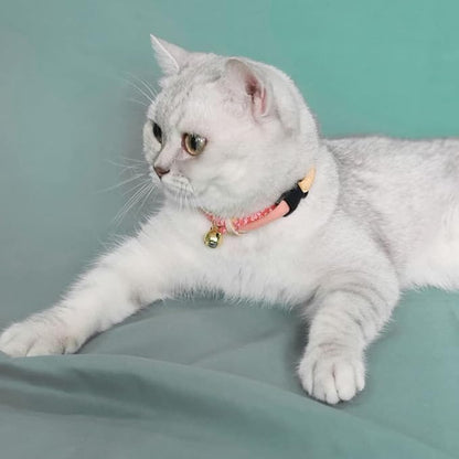 PetSoKoo Cat Collar with Kitty Face Bell. Cute Japan Chirimen Kitten Collar. - Image 4