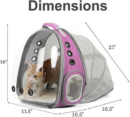 Expandable Pink Cat Backpack Carrier, Fit up to 12 lbs, Space Capsule Clear - Image 2