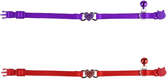 2 Pcs Cat Collars Heart Bling Breakaway - Image 2