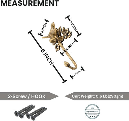 STYLENT Decor Solid Brass Bird Antique Towel Hook Bathroom Accessories Retro - Image 3