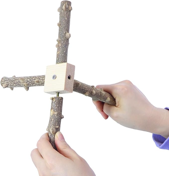 Bird Perch Stand Toy, Interactive Spinning Bird Toys, Wooden Parrot Perch - Image 5