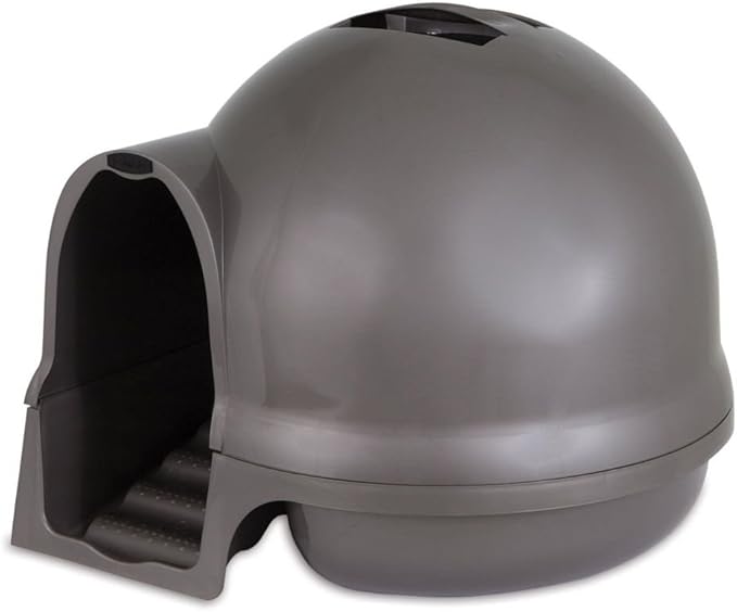 Petmate Booda Clean Step Cat Litter Box Dome- Brushed Nickel, Made in USA by Petmate