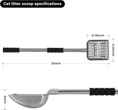 Cat Litter Scoop, Metal Long Handle Kitty Litter Coop Scooper, Heavy Duty Cats - Image 2