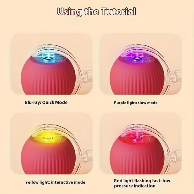 Cat Toy Ball with Tail Rope, Smart Rolling Ball, LED Light, Electric - Image 4