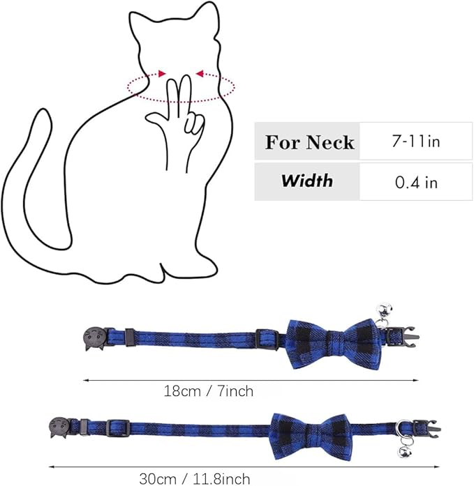 Breakaway Cat Collar with Bell and Bow, Bowtie Puppy Collars - Image 4