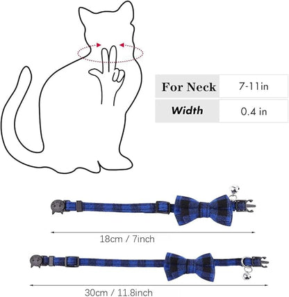 Breakaway Cat Collar with Bell and Bow, Bowtie Puppy Collars - Image 4