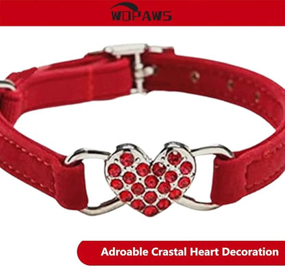 Heart Bling Cat Collar with Safety Belt and Bell Adjustable 8-10 inches - Image 4