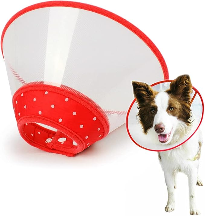 Pet Cone Recovery Dog Cone Adjustable Dog Collar Clear Padded Collar by Andiker-ServingforYou